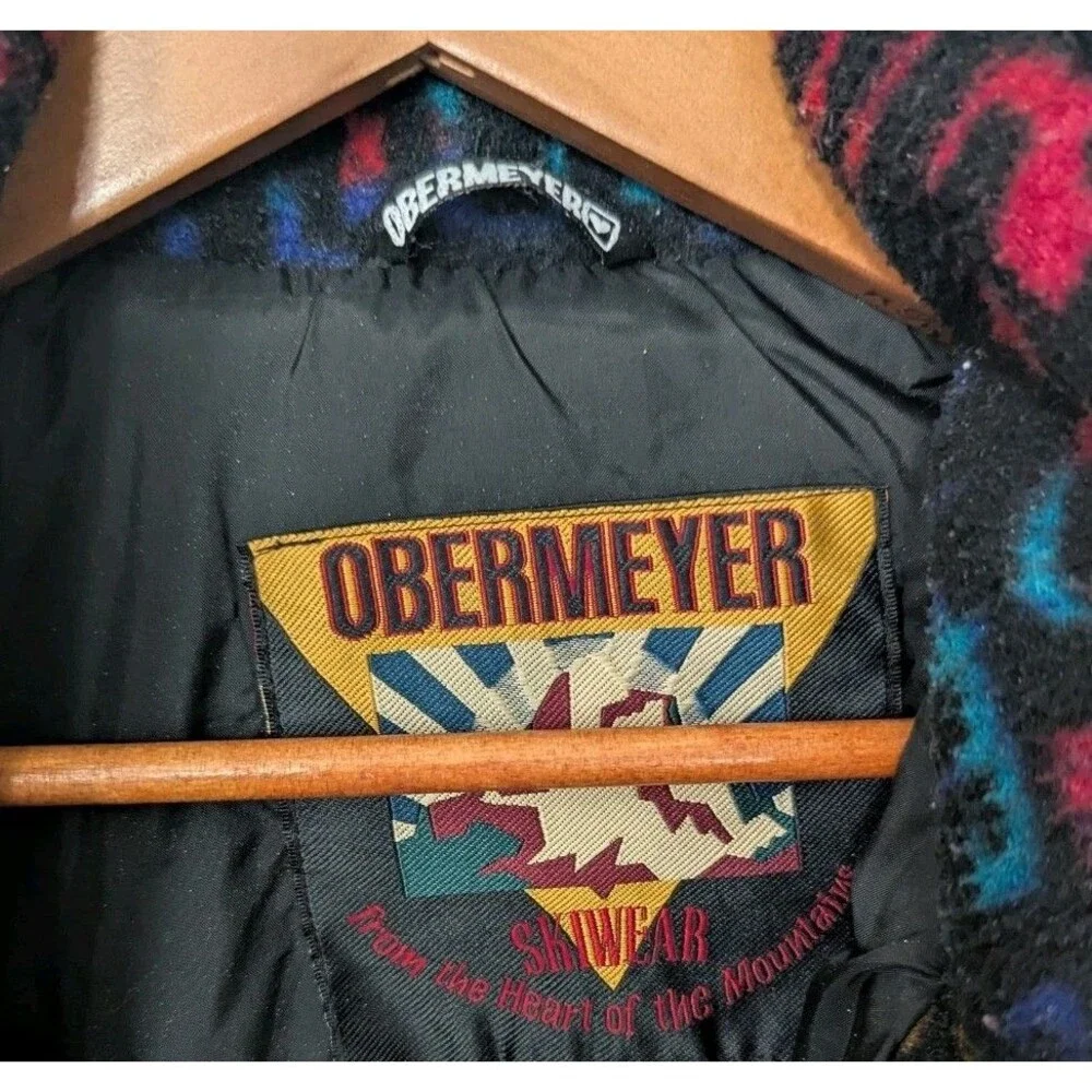 Vtg Obermeyer Ski Jacket 90s Snow Outdoor Aztec Retro Colorblock Mens XLT Tall